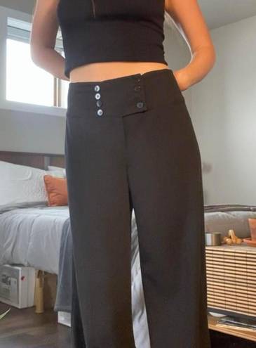 Dorothy Perkins Vintage y2k  long black wide leg dress pants with 8 button front detailing*🖤