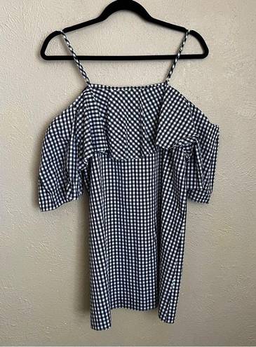 Amanda Uprichard  Marise Navy Gingham Ruffle Dress P XS