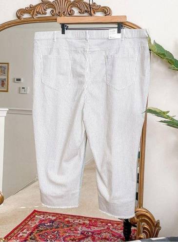 J.Jill  High Rise Full Leg Cropped Jeans Cream Textured Stripe NWT Plus Size 28