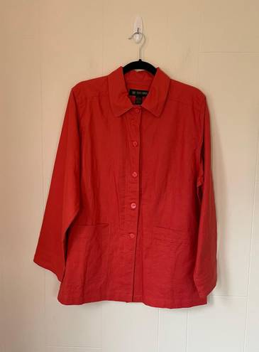 Moda Sun  NEW linen blend button up shirt jacket salmon colored women’s size L