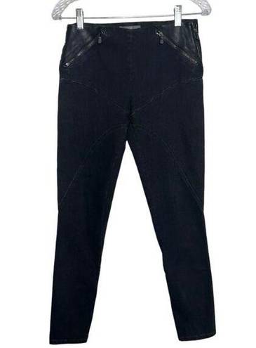 Alexander McQueen McQ  Black Low Rise Leather Hip Skinny Jean