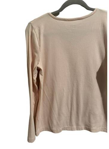 J.Jill  Women’s Medium Petite Light Pink Long Sleeve V-Neck Tee