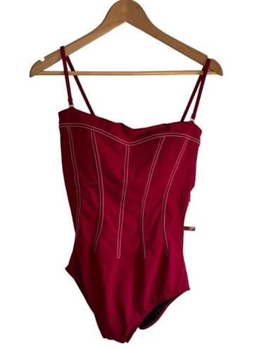 Gottex New!  Splendid Bandeau One Piece Swimsuit - Strapless Red