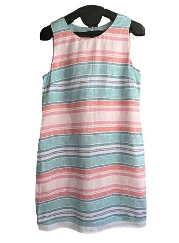 Krass&co Island  Linen Tank Dress Summer Travel Pastel color striped, Size XS