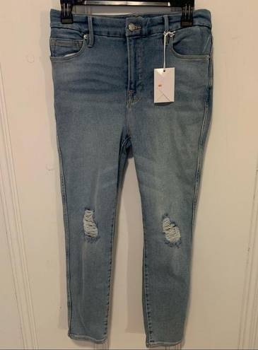 Good American  Good Legs Crop Distressed Jeans in Light Blue  Size 2 / 26 NWT