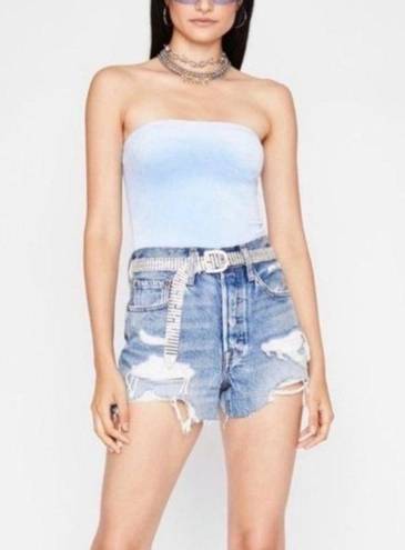 American Apparel NEW  Light Blue Velvet Bodysuit