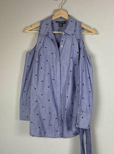 A pea in the pod  Blue Cold Shoulder Maternity Polka Dot Button-Down Shirt  XS