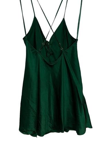 Victoria's Secret Vintage  Gold Label Green Silk Slip Mini Dress Size Medium