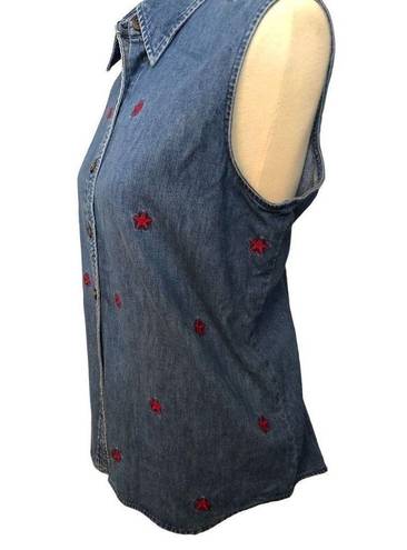 Marsh Landing Vintage  denim sleeveless blouse