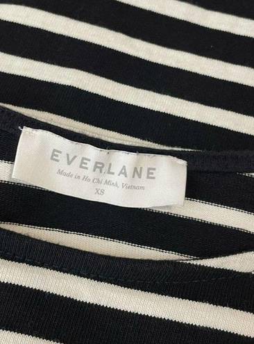 Everlane  Breton Black White Stripe Zip Shoulder Oversized Shift Dress XS