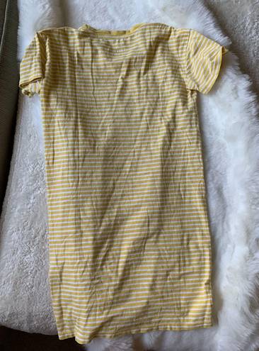 Everlane Yellow White Striped Tee Shirt Dress