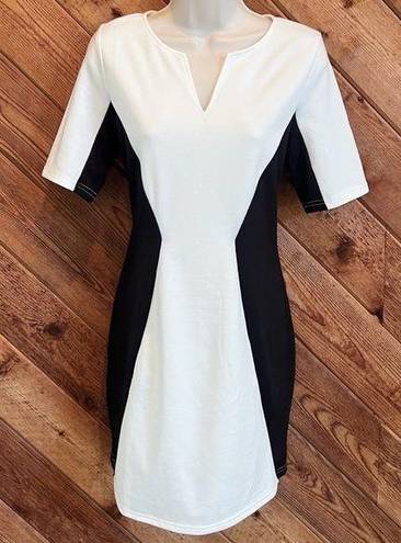 Ellison 🆕  v neck short sleeve mini dress white black stretchy medium