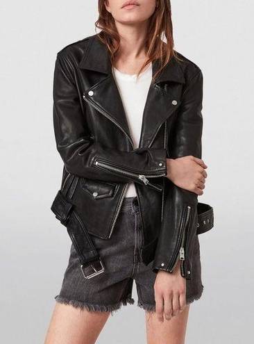 ALLSAINTS ‎ Sheep Leather Luna Biker Jacket in Black Size Medium