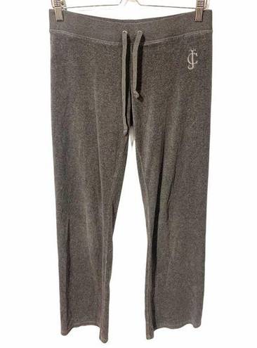 Juicy Couture  Size Small Grey Velour Slim Leg Pull On Track Pant