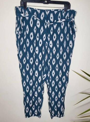 Equipment  Silk Geometric Print Button Front Cropped Tie Waist Pants Size 12