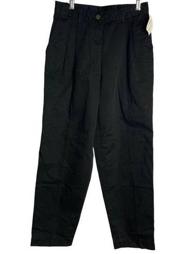 L.L.Bean Vintage  Pleated Front Pants 6P Black Pockets Button Zip Deadstock