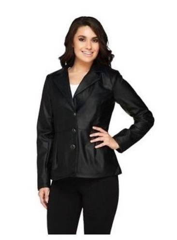 Dennis Basso  black faux leather jacket