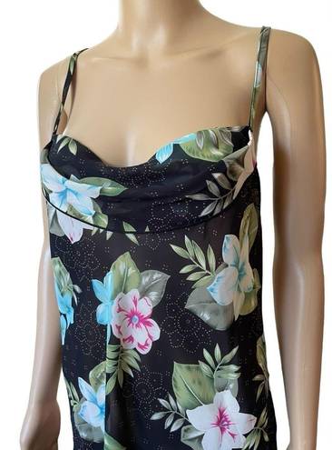 Petra Fashions  Vintage 90s Tropical Boho Floral Cowl Neck Lingerie Slip Dress