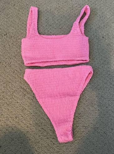 Naked Wardrobe NWOT Pink  Smocked 2 Piece Bikini