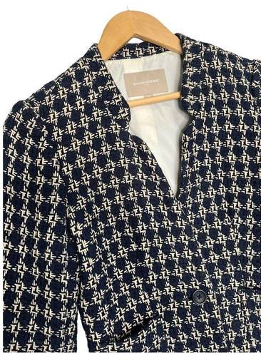 Banana Republic  Womens 4 Tweed Blazer One Button Career Classic Lined Navy Blue