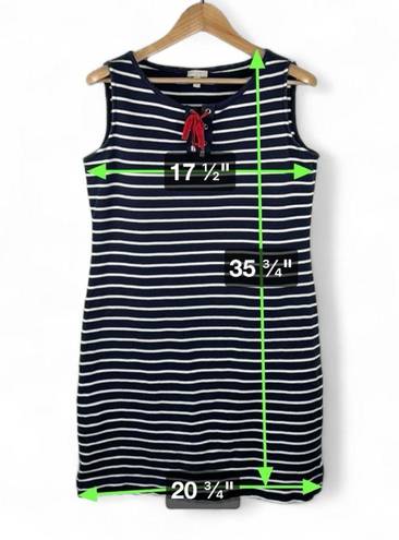 Talbots  Nautical Dress Sleeveless Striped Navy Dress With Red Accent Size Small