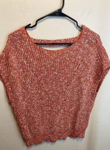 Pilcro  Anthropologie Light Orange Knit Sweater Short Sleeve Open Back Top XSP