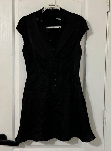 House Of CB Carmina BLACK SATIN FLUTED CORSET MINI DRESS Size Small