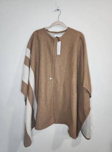 Treasure & Bond NEW  Flawed Blanket Striped 6% Wool Snap Front Poncho Cape