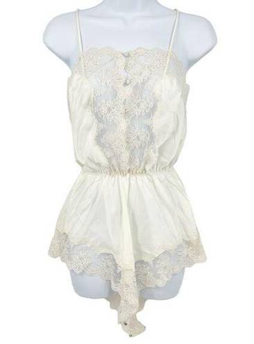 One Piece Barbizon Womens Vintage Floral Silky Lace Teddy Romper Lingerie  Size L