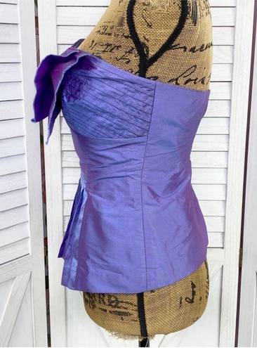 Tracy Reese Plenty by  Pleated Taffeta Bustier Corset Top Purple Shimmer 8