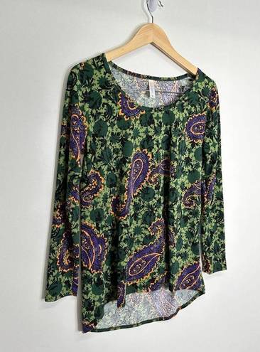 LuLaRoe  Lynnae Long Sleeve Blouse Paisley Print Green/Purple Size Medium