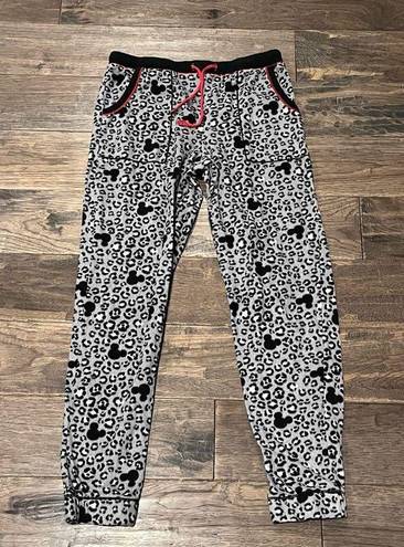 Disney EUC  Grey Mickey Mouse Cheetah Print Fleece Pj Set Juniors Size XS