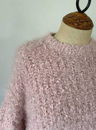 Oak + Fort  womens pink fuzzy sweater size S cropped long bell sleeves