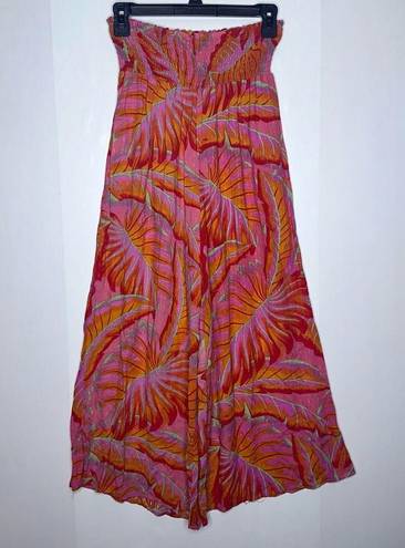 Cynthia Rowley  Womens tropical leaf print wide leg cropped pants size XS