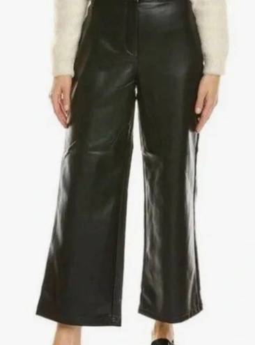 Bagatelle Collection Black Faux Leather Cropped Wide Leg Pants