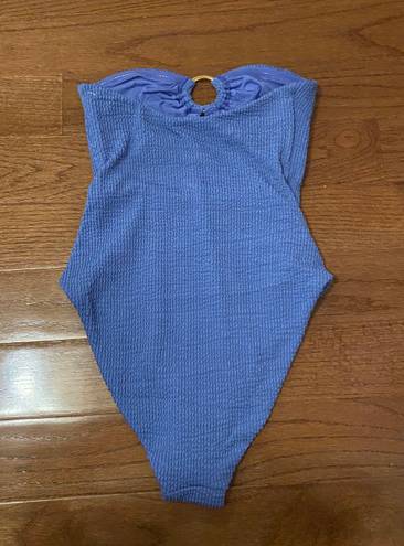 We Wore What NWT  Ruched Bandeau One Piece in Blue Jean