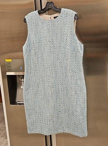 St. John 💕💕 Sequin Tweed Knit Sheath Dress ~ Aqua 14 NWOT