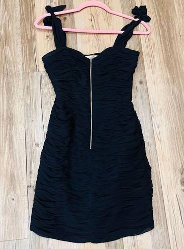 Rebecca Taylor  Ruched Bodycon Mini Dress slate gray silver zipper tie si…