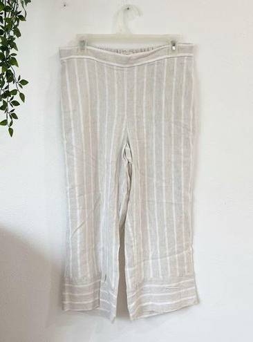 Loft  Striped Wide Leg Linen Crop Pants Sz MP