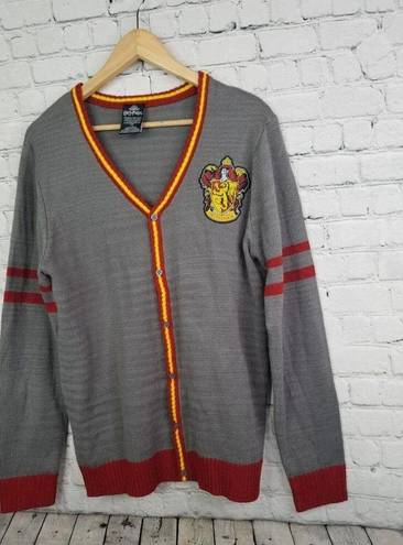 Harry Potter Wizarding World Gryffindor  Cardigan LARGE Sweater Button Down Gray