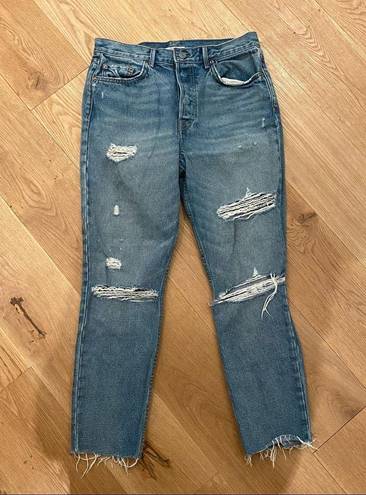 GRLFRND  Karolina Cotton Ripped Straight Jeans in A Little More Love size 30