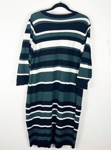 Torrid  Striped Ribbed Knit High Neck Long Sleeves Bodycon Midi Dress, Size 3X