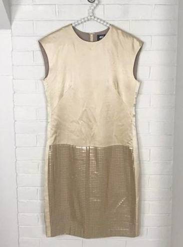 W By Worth Champagne Shimmer Sequin Sheath Dress