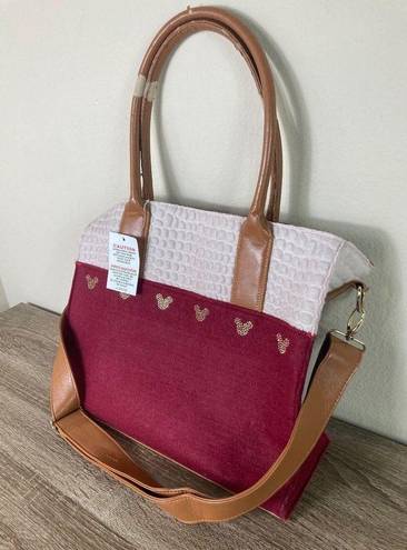 Disney  Parks Tote Bag Red Mickey Mouse Purse Parks Burgundy Gold Travel WDW Walt