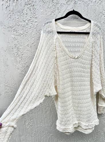 We The Free  Dolman Sleeve 100% Cotton Pullover Sweater Cream Women's Size Large