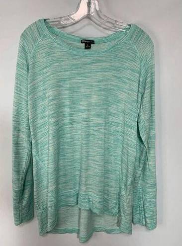 Champion  Elite Women's High Low Crew Neck Long Sleeve Sweater Green Size L