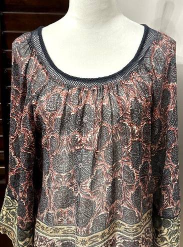 Tracy Reese Plenty  Womens Tunic Top Multicolor Floral Long Sleeve Petites P