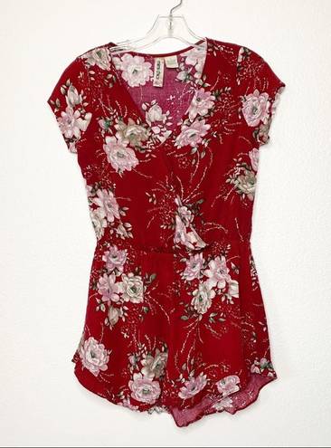 Nordstrom  Red Romper Shorts S Mimi Chica Short Sleeve One Piece Floral