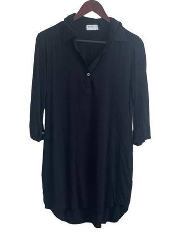 Allen Allen  Dress Women M Black Collar V-Neck 3/4 Sleeve Short Length Casual