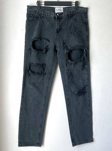 One Teaspoon One by  Faded Black Straight Leg Distressed Jeans 28"